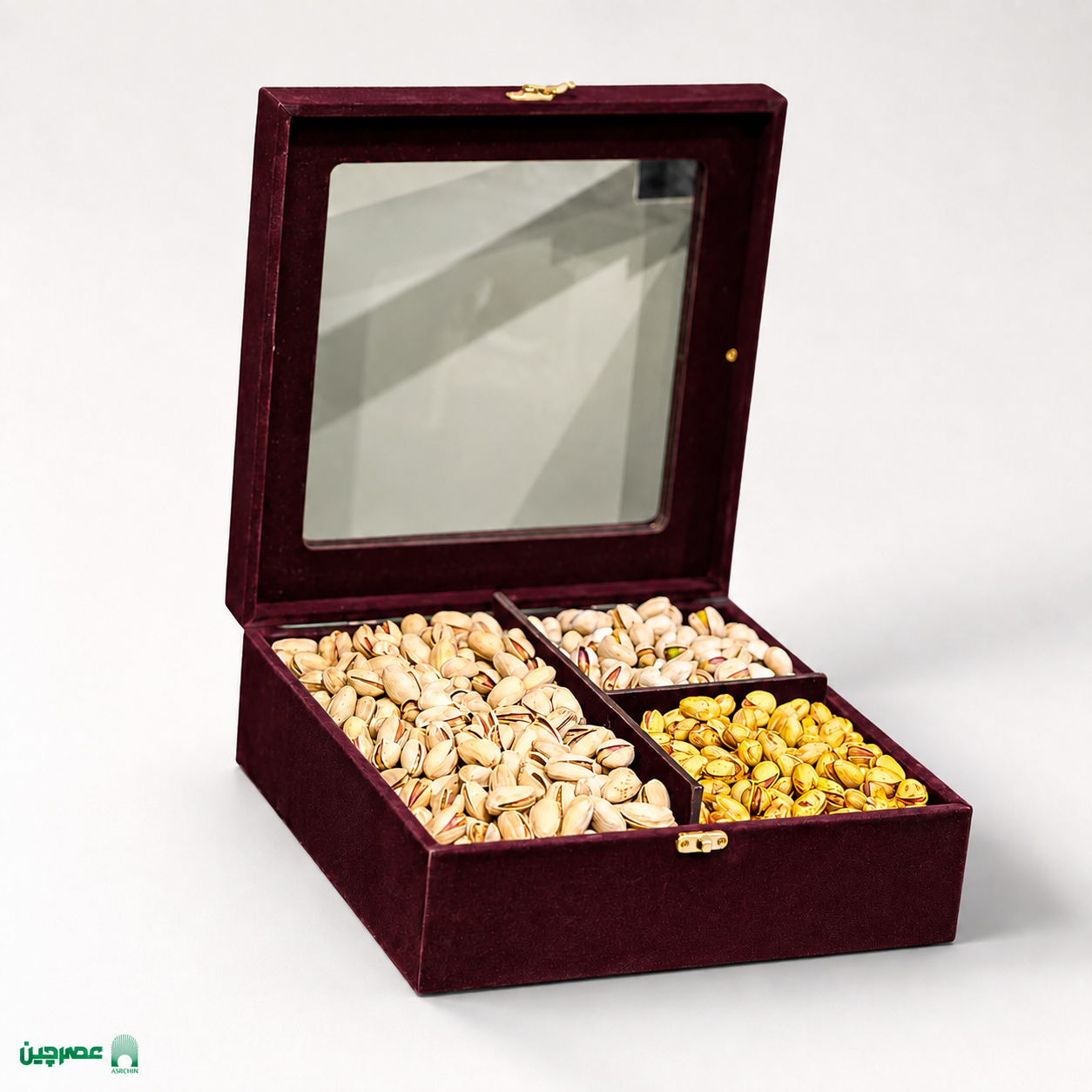 باکس هدیه پسته اشرافی (باکس مخملی)